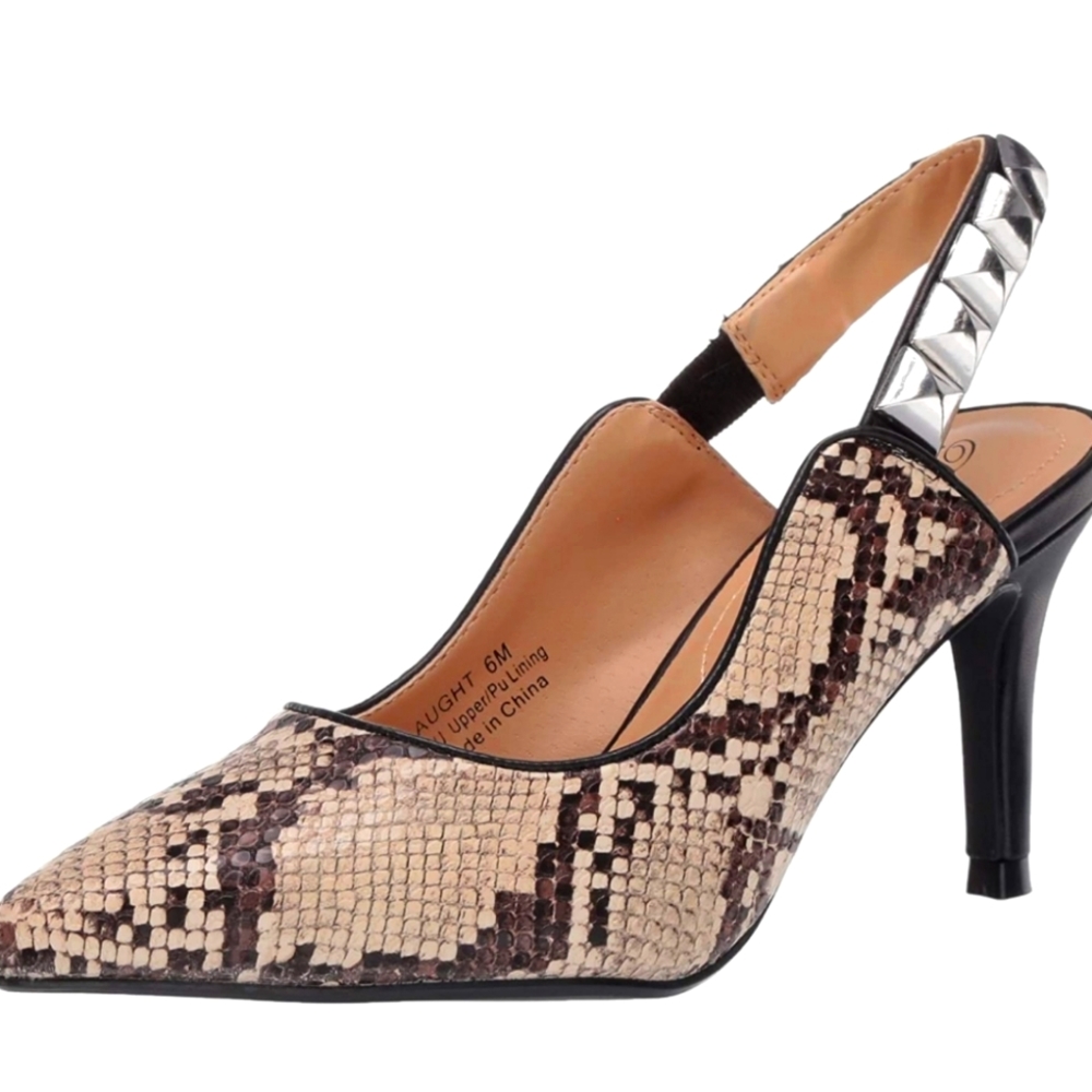 Penny Loves Kenny Women's Slingback Pumps Faux Snakeskin